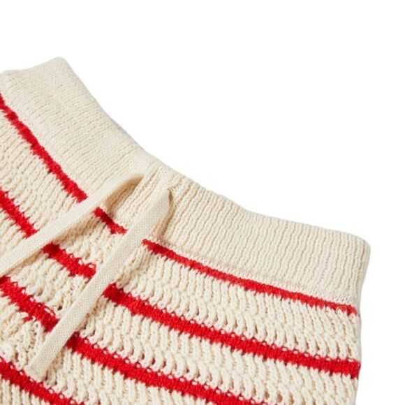 ZARA Kids | Ecru/Red | STRIPED KNIT SHORTS - Picture 4 of 5